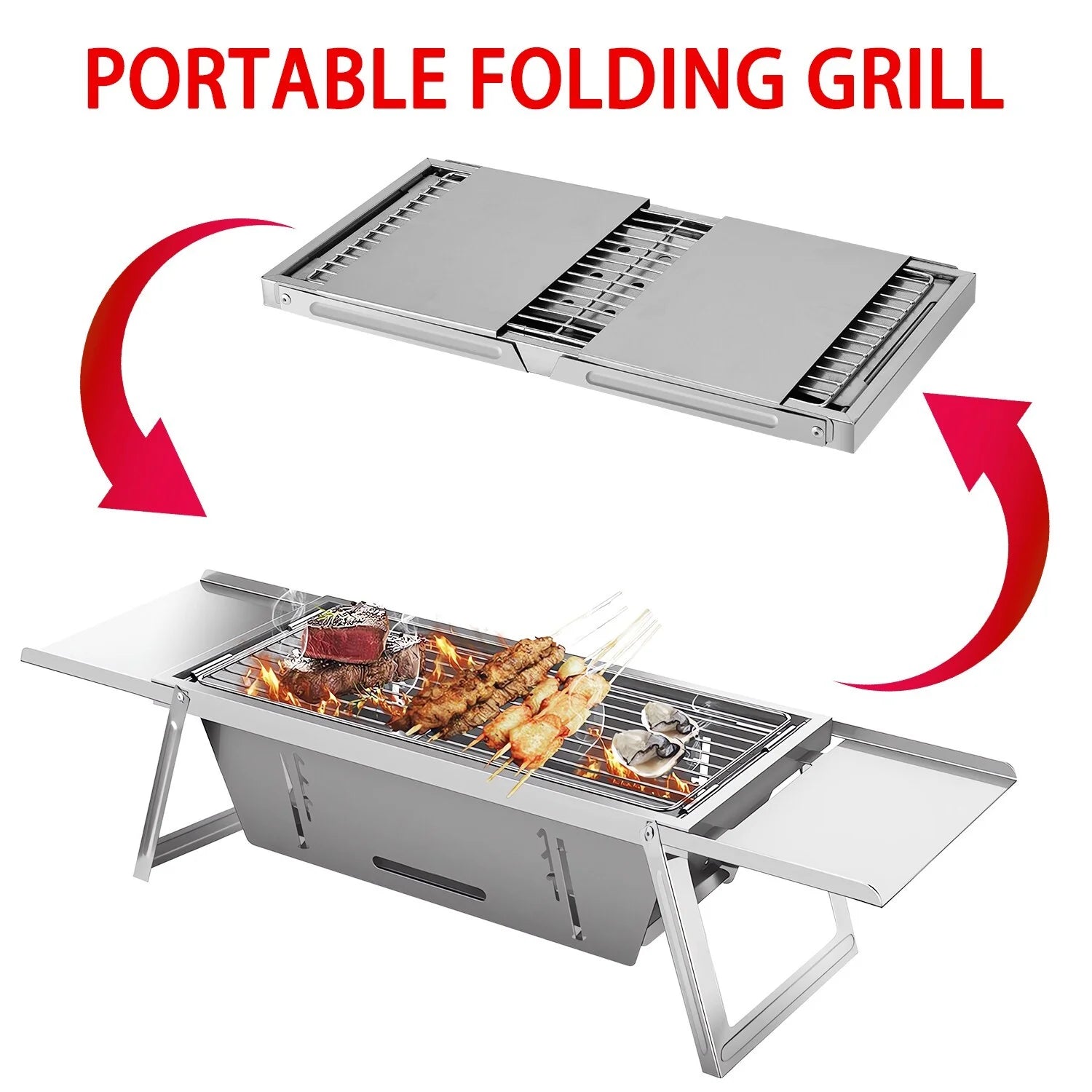 9" Charcoal Folding Barbecue Grill, Portable