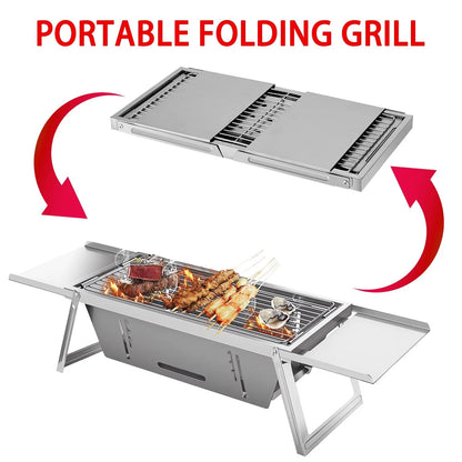 9" Charcoal Folding Barbecue Grill, Portable