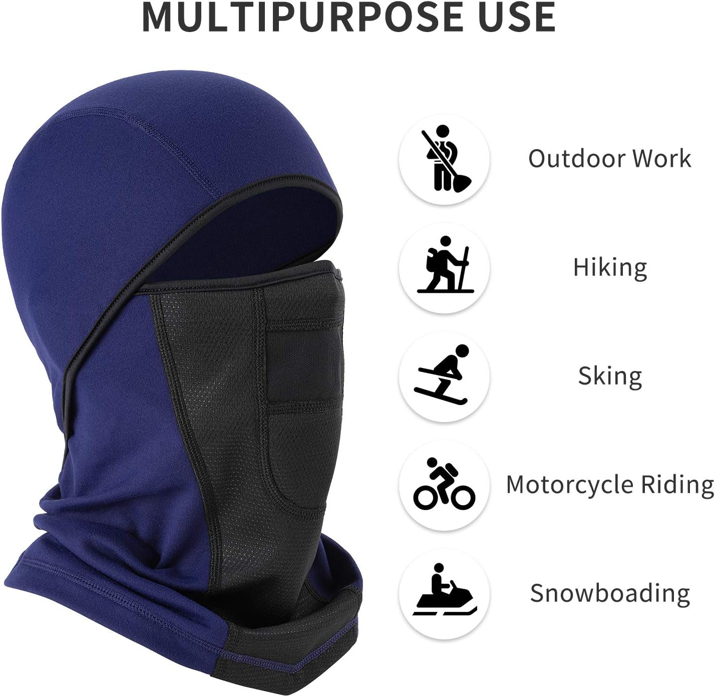 Winter Balaclava, Windproof Ski Mask Wind-Resistant Face Mask, Navy