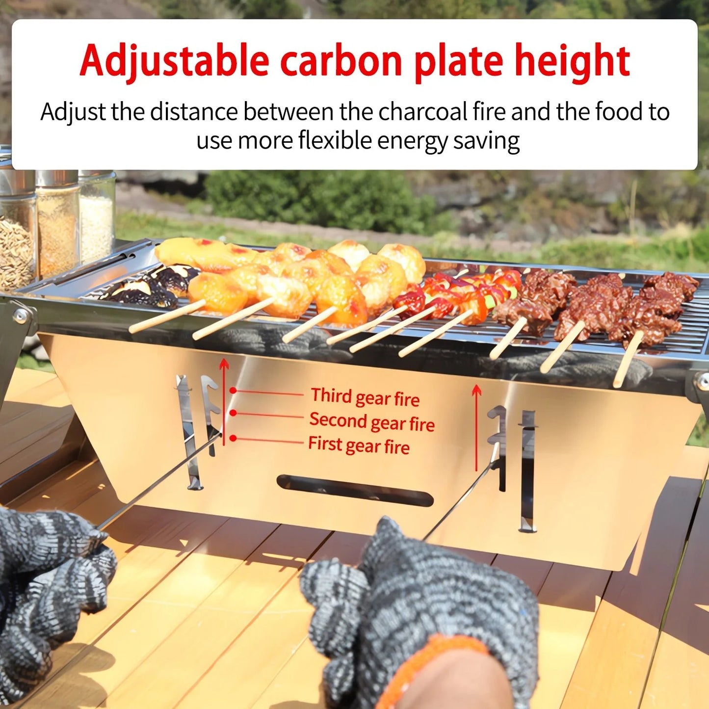 9" Charcoal Folding Barbecue Grill, Portable