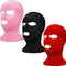 3 Piece 3 Hole Full Face Cover Ski Mask Double Thermal Knitted Ski Face Mask for Winter Outdoor Sports Men Women (Black+Red+Pink)