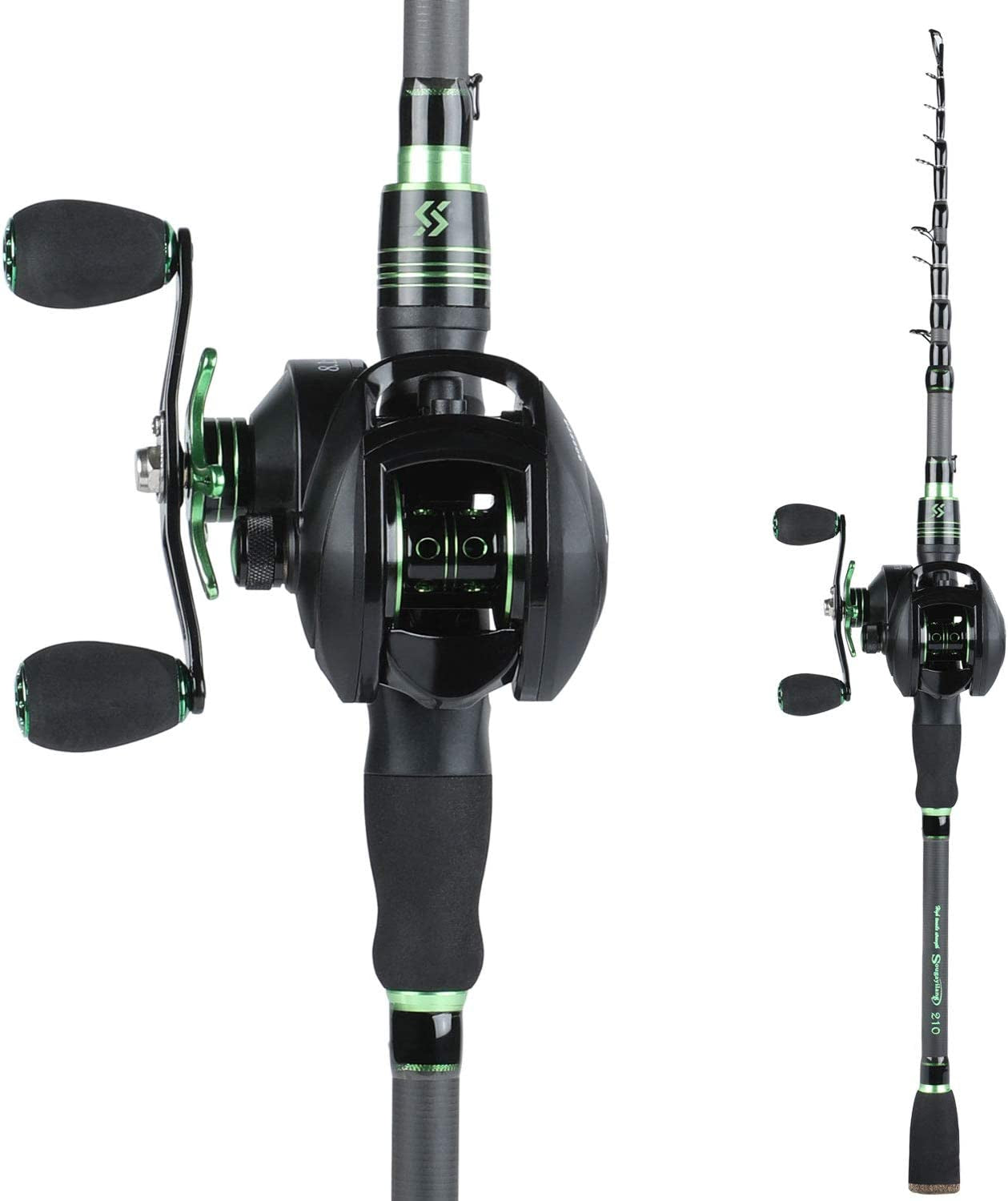 Casting Rod and Reel Combos with Telescopic Fishing Pole and Baitcasting Reel for Freshwater Bass Fishing-1.8M Casting Rod with Right Handed Reel