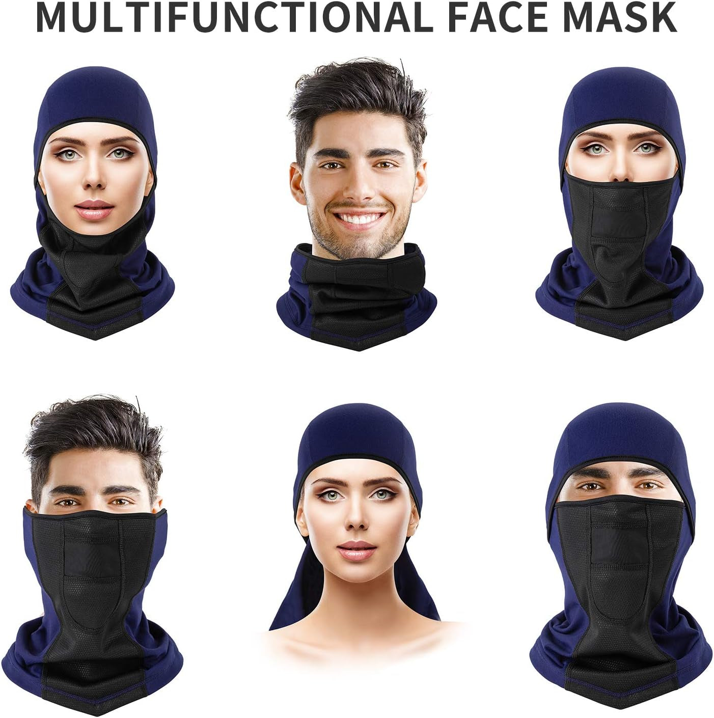 Winter Balaclava, Windproof Ski Mask Wind-Resistant Face Mask, Navy